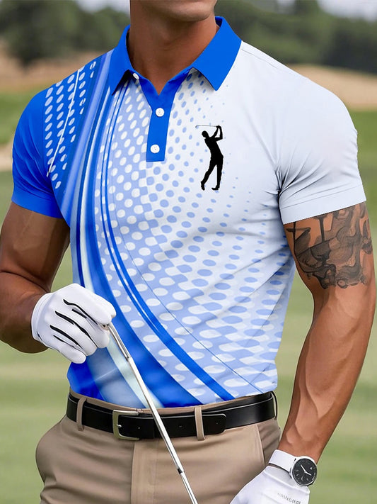 Botón de los hombres hasta la camisa de manga corta de golf de negocios casual