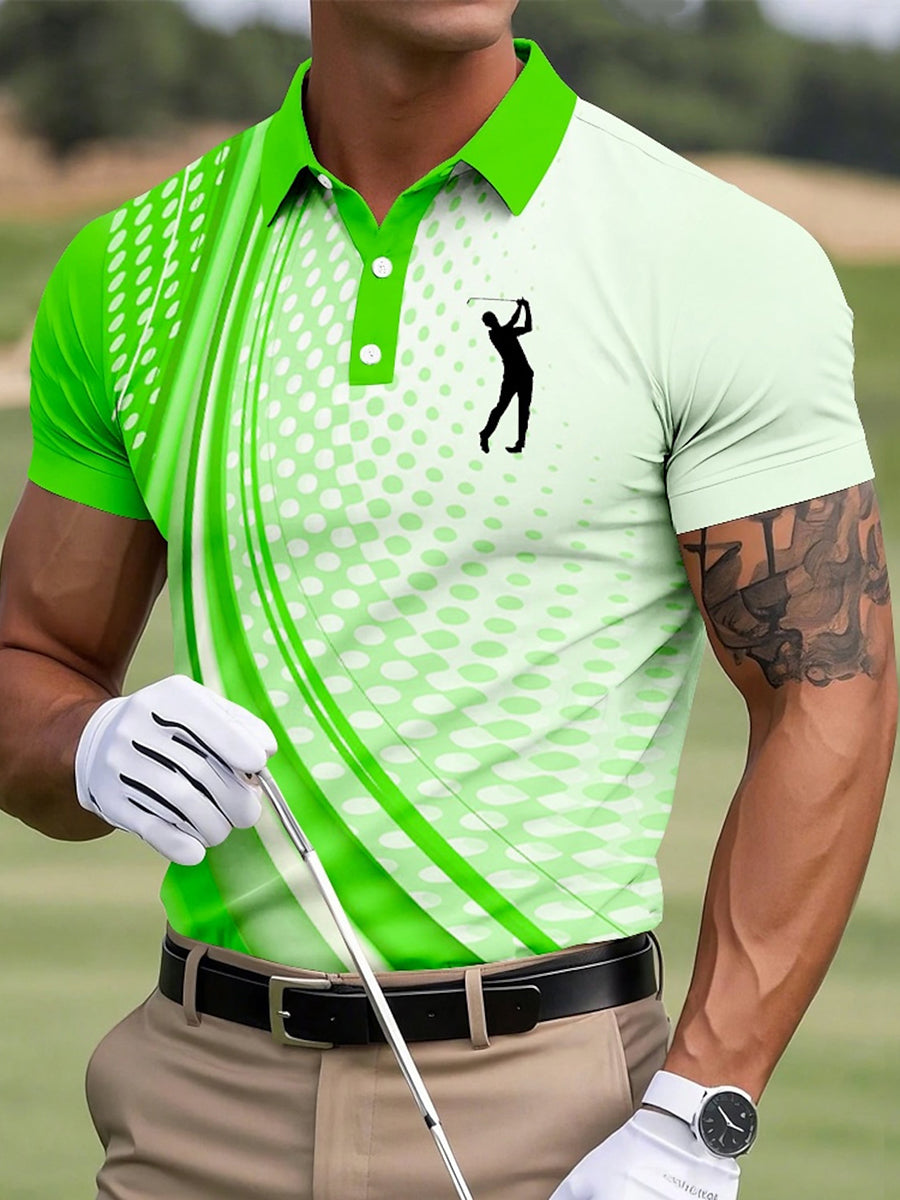Botón de los hombres hasta la camisa de manga corta de golf de negocios casual