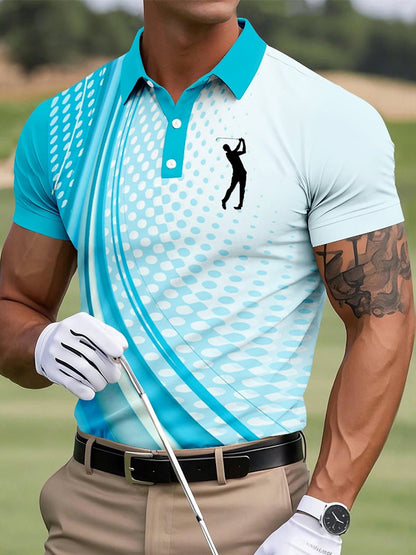 Botón de los hombres hasta la camisa de manga corta de golf de negocios casual