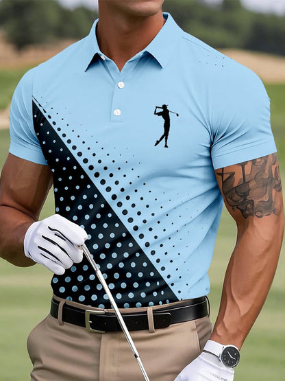 Botón de los hombres hasta la camisa de manga corta de golf de negocios casual