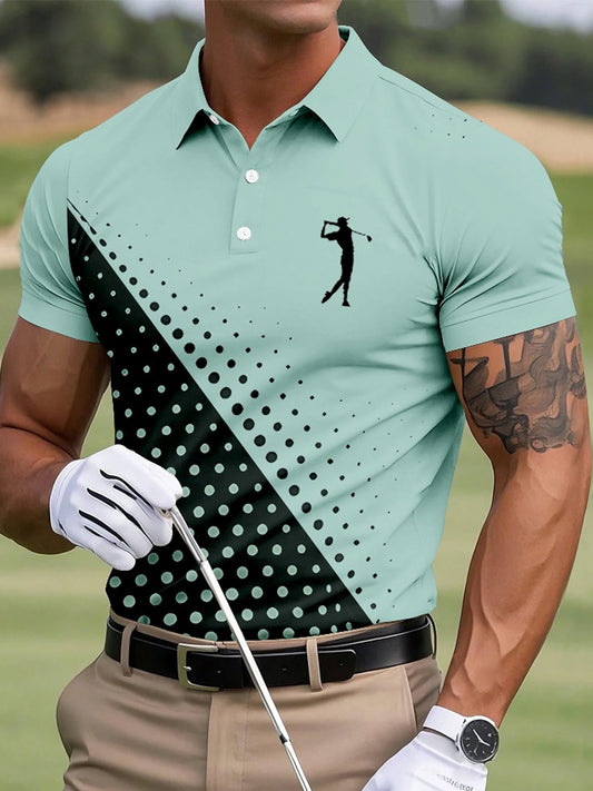 Botón de los hombres hasta la camisa de manga corta de golf de negocios casual