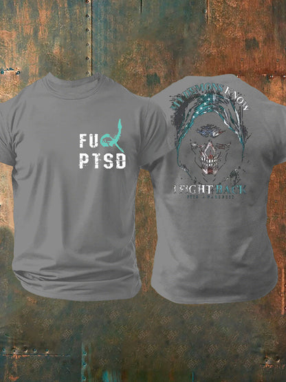Camiseta impresa veterano de la conciencia del PTSD de los hombres