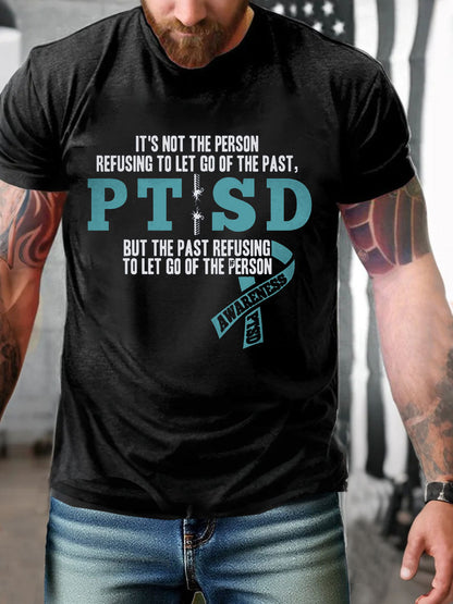 Camiseta impresa veterano de la conciencia del PTSD de los hombres