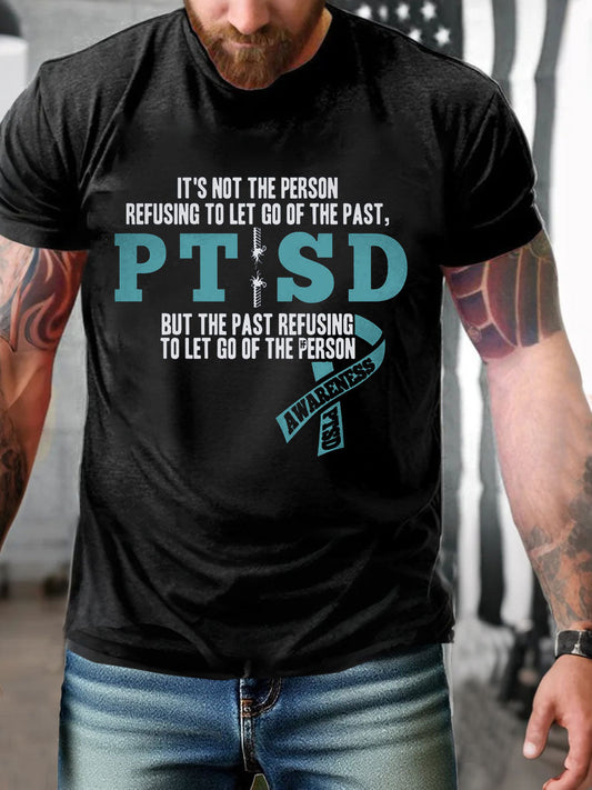 Camiseta impresa veterano de la conciencia del PTSD de los hombres