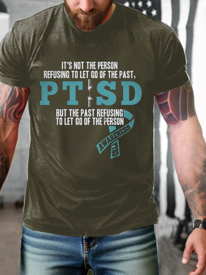 Camiseta impresa veterano de la conciencia del PTSD de los hombres