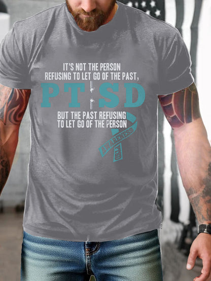 Camiseta impresa veterano de la conciencia del PTSD de los hombres