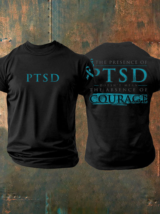 Camiseta impresa veterano de la conciencia del PTSD de los hombres