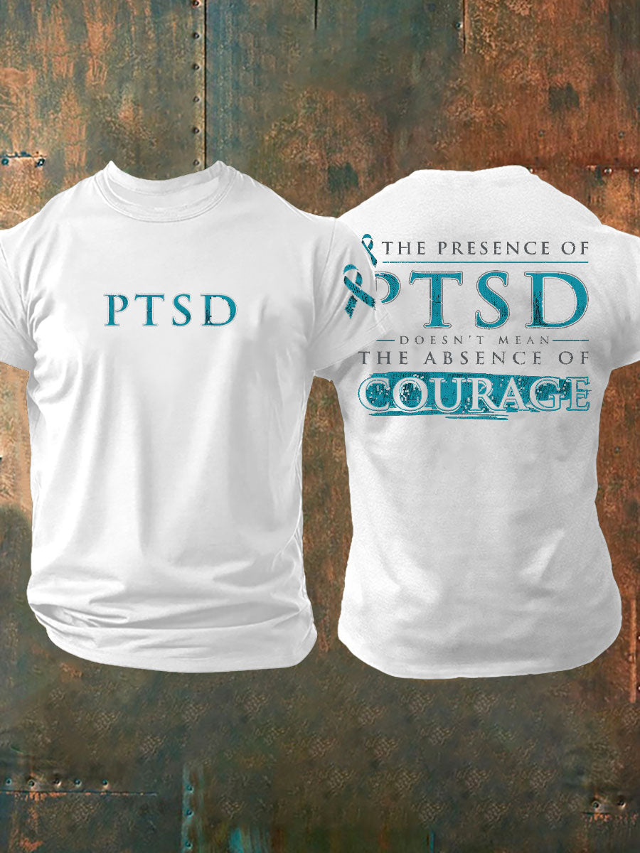 Camiseta impresa veterano de la conciencia del PTSD de los hombres