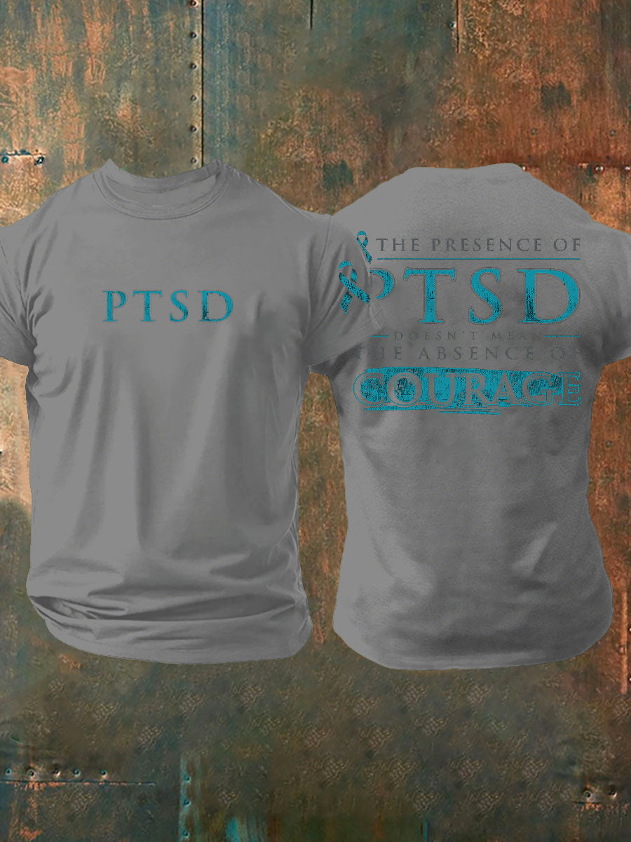 Camiseta impresa veterano de la conciencia del PTSD de los hombres