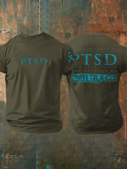 Camiseta impresa veterano de la conciencia del PTSD de los hombres