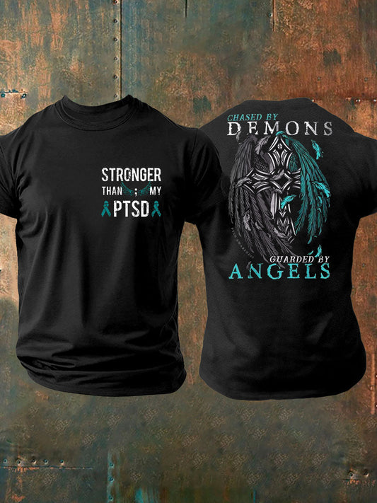 Camiseta impresa veterano de la conciencia del PTSD de los hombres