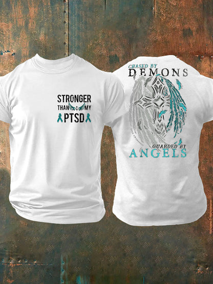 Camiseta impresa veterano de la conciencia del PTSD de los hombres