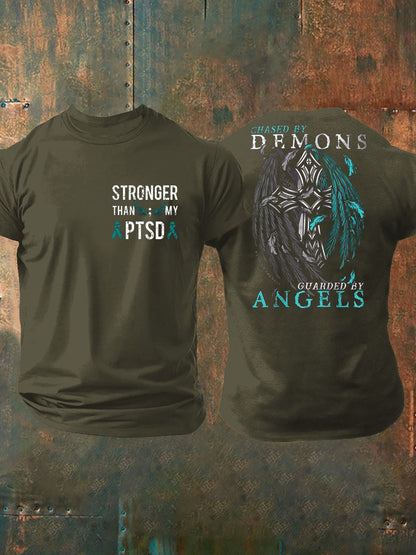 Camiseta impresa veterano de la conciencia del PTSD de los hombres