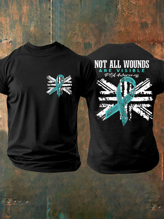 Camiseta impresa veterano de la conciencia del PTSD de los hombres