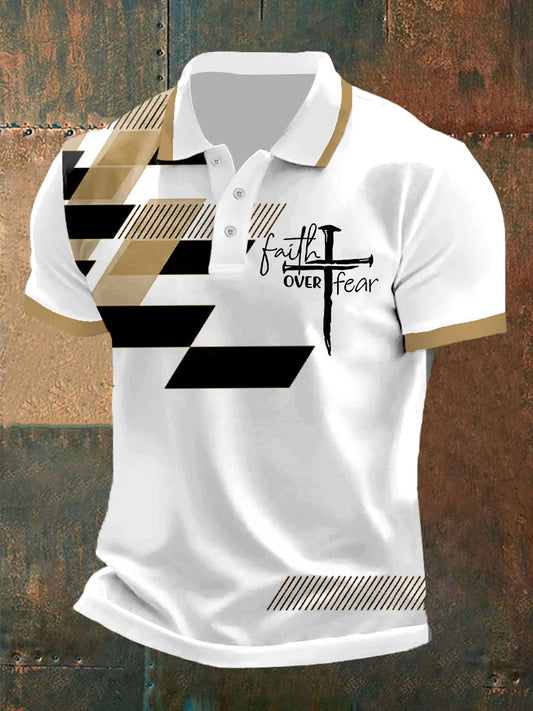 Fe de los hombres sobre el miedo impreso Casual Polo Camisa
