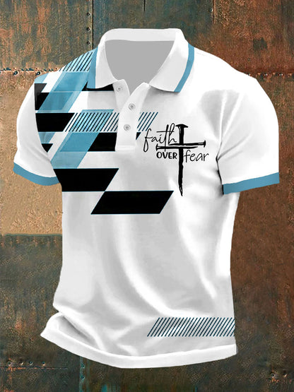 Fe de los hombres sobre el miedo impreso Casual Polo Camisa