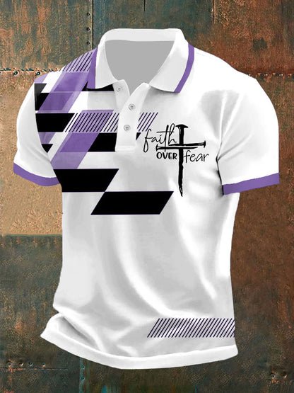 Fe de los hombres sobre el miedo impreso Casual Polo Camisa