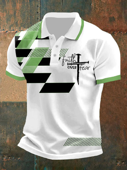 Fe de los hombres sobre el miedo impreso Casual Polo Camisa