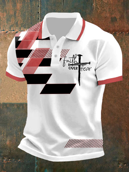 Fe de los hombres sobre el miedo impreso Casual Polo Camisa