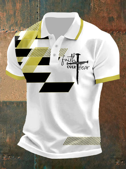 Fe de los hombres sobre el miedo impreso Casual Polo Camisa