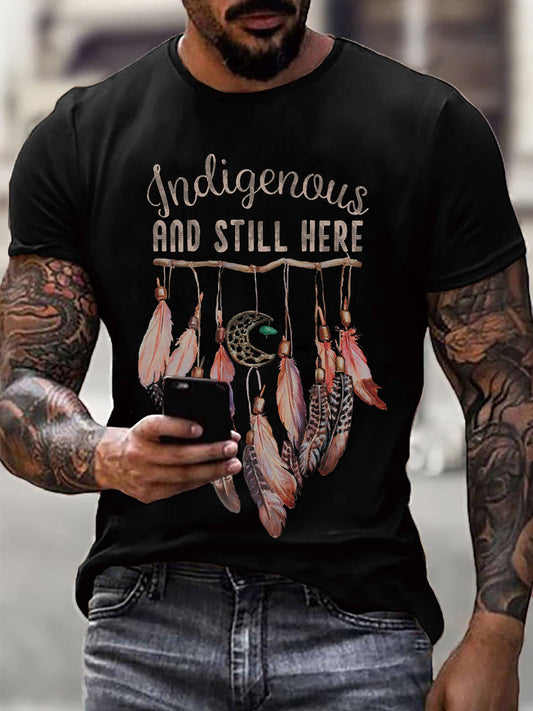 Camiseta con estampado Indigenous And Still Here para hombre