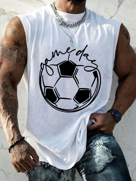 Camiseta sin mangas con estampado de día de juego de fútbol para hombre