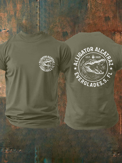 Hombres Retro Alcatraz Cocodrilo Divertido Florida Everglades Humor Oscuro Tee