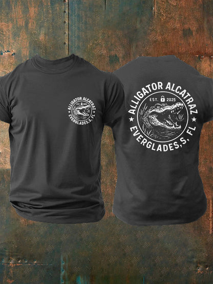 Hombres Retro Alcatraz Cocodrilo Divertido Florida Everglades Humor Oscuro Tee