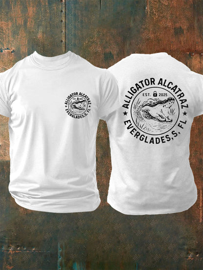 Hombres Retro Alcatraz Cocodrilo Divertido Florida Everglades Humor Oscuro Tee