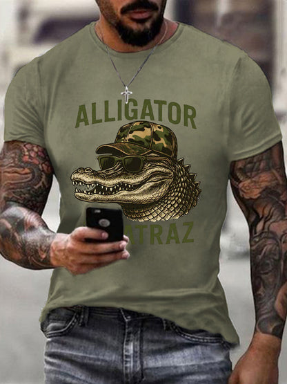 Hombres Retro Alcatraz Cocodrilo Divertido Florida Everglades Humor Oscuro Tee