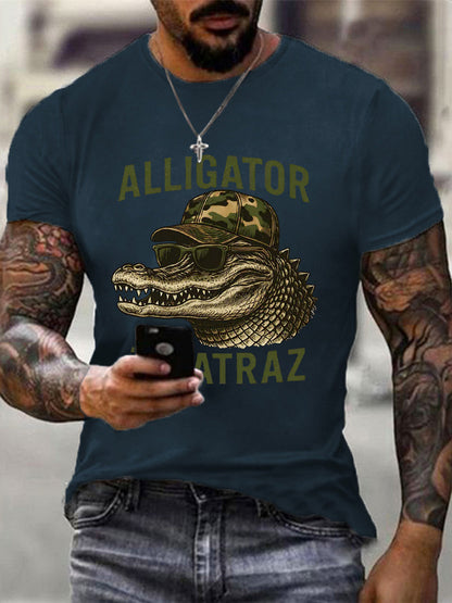 Hombres Retro Alcatraz Cocodrilo Divertido Florida Everglades Humor Oscuro Tee