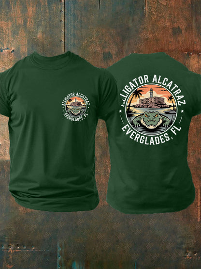 Hombres Retro Alcatraz Cocodrilo Divertido Florida Everglades Humor Oscuro Tee