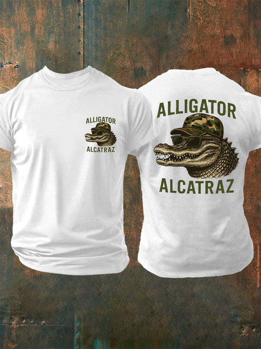 Hombres Retro Alcatraz Cocodrilo Divertido Florida Everglades Humor Oscuro Tee