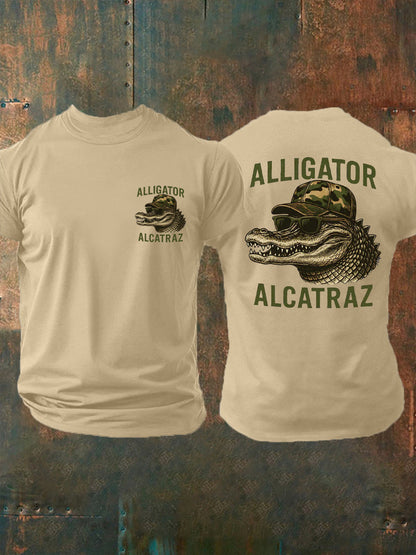 Hombres Retro Alcatraz Cocodrilo Divertido Florida Everglades Humor Oscuro Tee