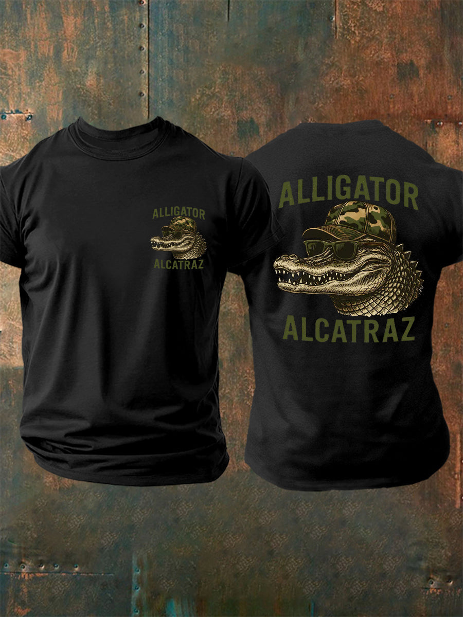 Hombres Retro Alcatraz Cocodrilo Divertido Florida Everglades Humor Oscuro Tee