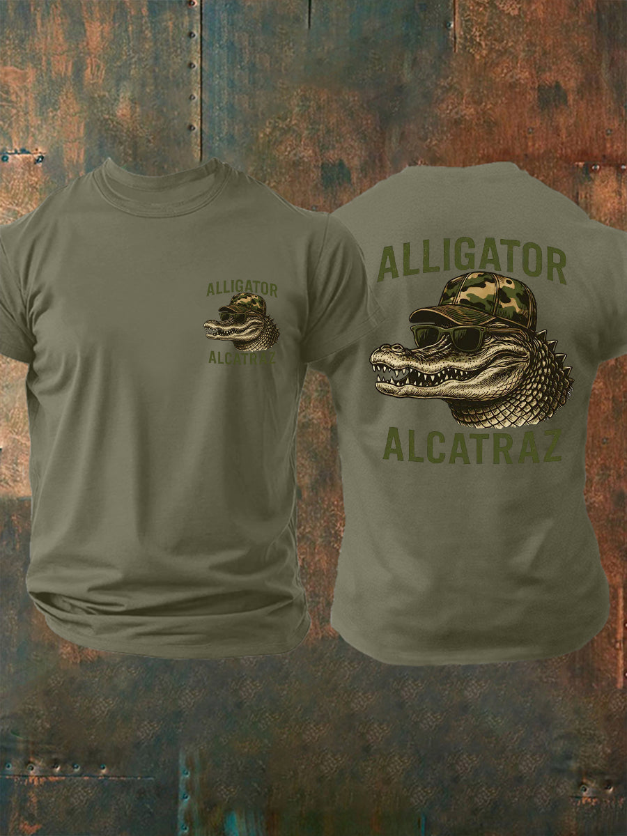 Hombres Retro Alcatraz Cocodrilo Divertido Florida Everglades Humor Oscuro Tee