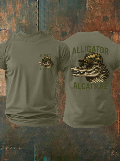 Hombres Retro Alcatraz Cocodrilo Divertido Florida Everglades Humor Oscuro Tee