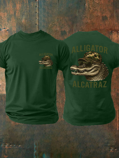 Hombres Retro Alcatraz Cocodrilo Divertido Florida Everglades Humor Oscuro Tee