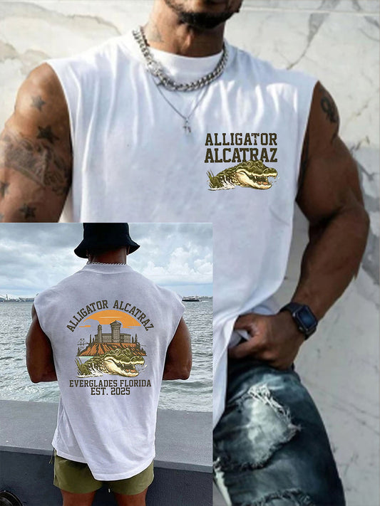 Alcatraz de los hombres Retro Cocodrilo Divertido Florida Everglades Oscuro Humor Chalecos