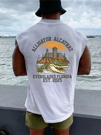 Alcatraz de los hombres Retro Cocodrilo Divertido Florida Everglades Oscuro Humor Chalecos