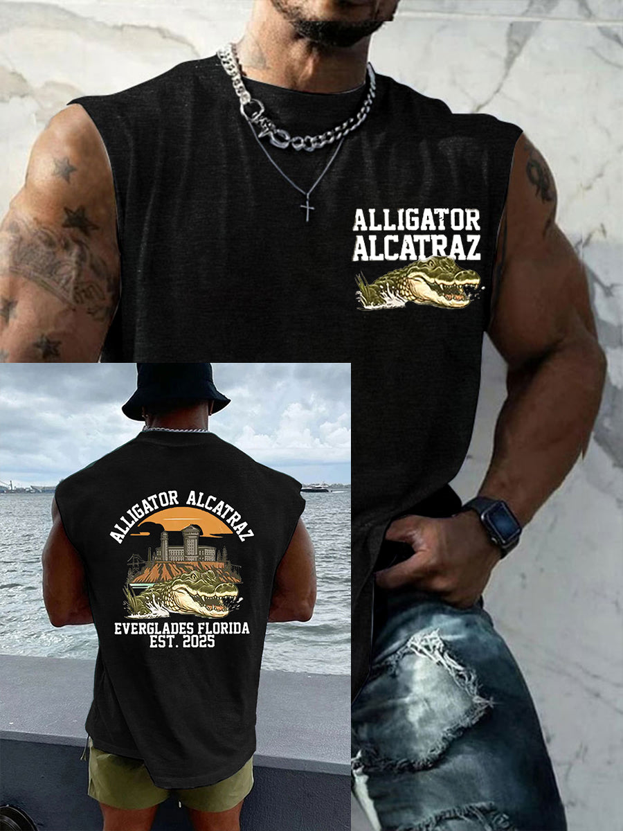 Alcatraz de los hombres Retro Cocodrilo Divertido Florida Everglades Oscuro Humor Chalecos