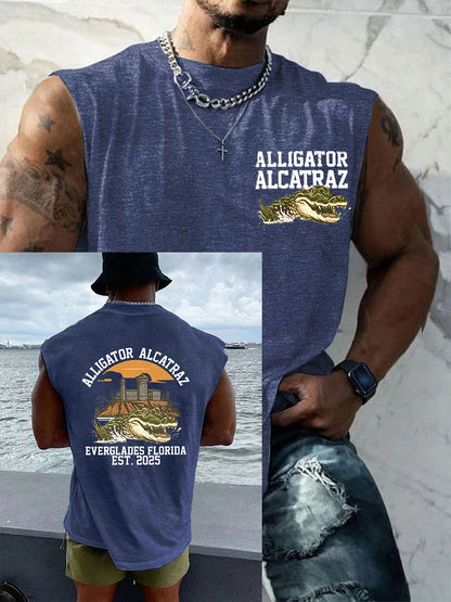 Alcatraz de los hombres Retro Cocodrilo Divertido Florida Everglades Oscuro Humor Chalecos