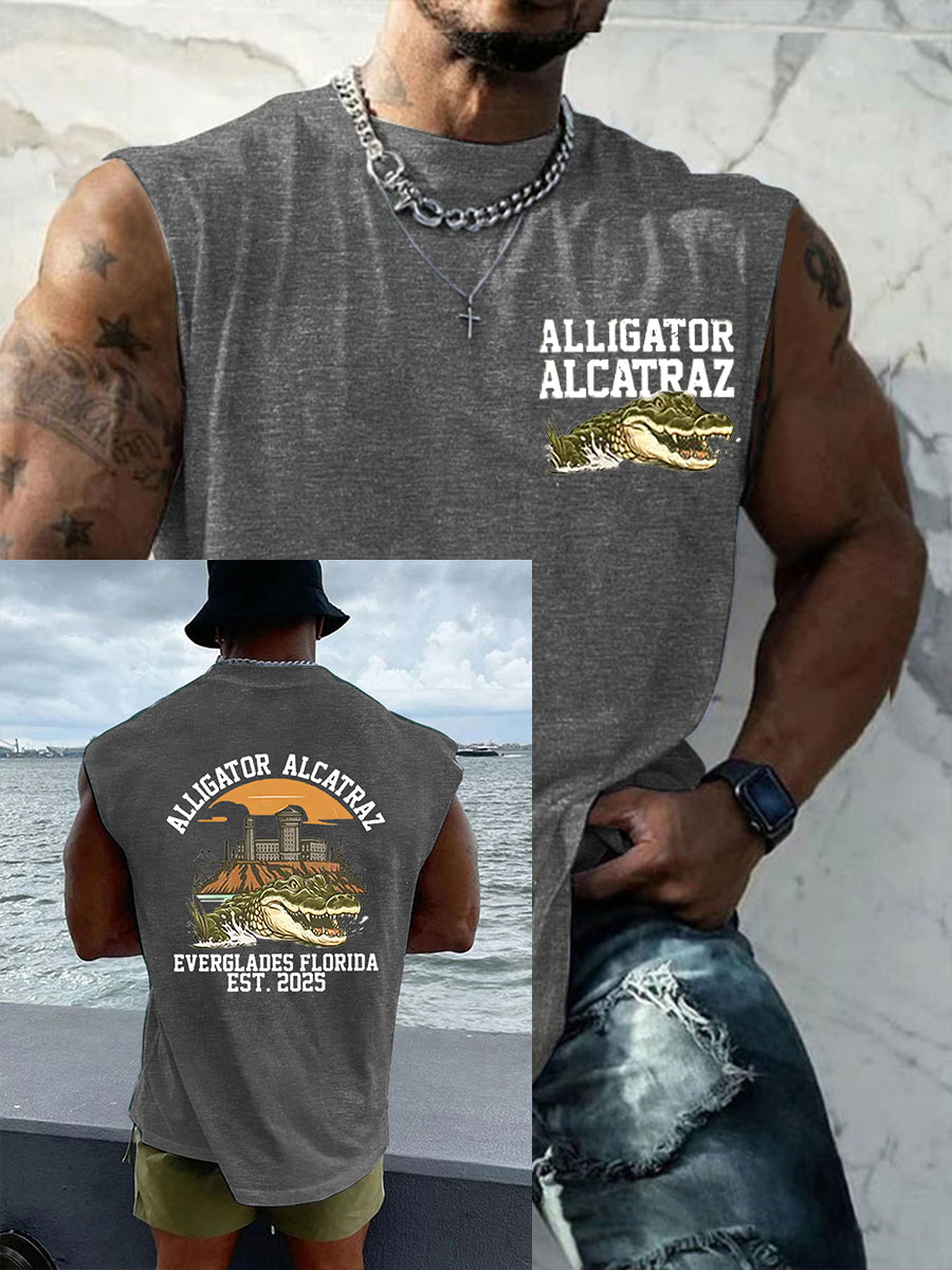 Alcatraz de los hombres Retro Cocodrilo Divertido Florida Everglades Oscuro Humor Chalecos