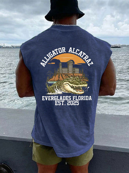 Alcatraz de los hombres Retro Cocodrilo Divertido Florida Everglades Oscuro Humor Chalecos