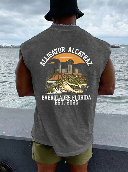 Alcatraz de los hombres Retro Cocodrilo Divertido Florida Everglades Oscuro Humor Chalecos