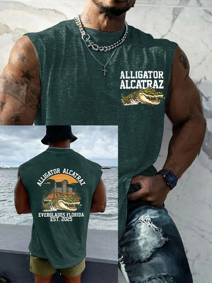 Alcatraz de los hombres Retro Cocodrilo Divertido Florida Everglades Oscuro Humor Chalecos