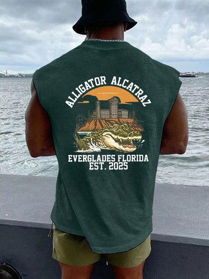 Alcatraz de los hombres Retro Cocodrilo Divertido Florida Everglades Oscuro Humor Chalecos