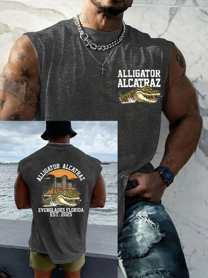Alcatraz de los hombres Retro Cocodrilo Divertido Florida Everglades Oscuro Humor Chalecos