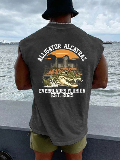 Alcatraz de los hombres Retro Cocodrilo Divertido Florida Everglades Oscuro Humor Chalecos