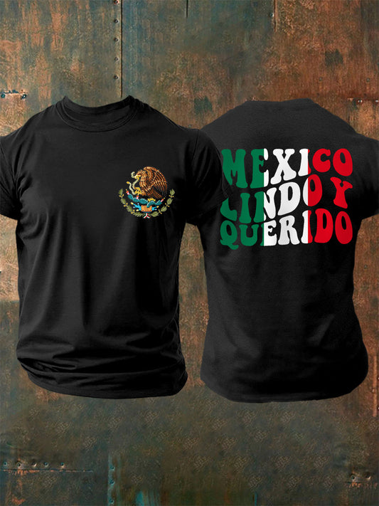 Camiseta Casual Mexico Lindo y Querido para hombre